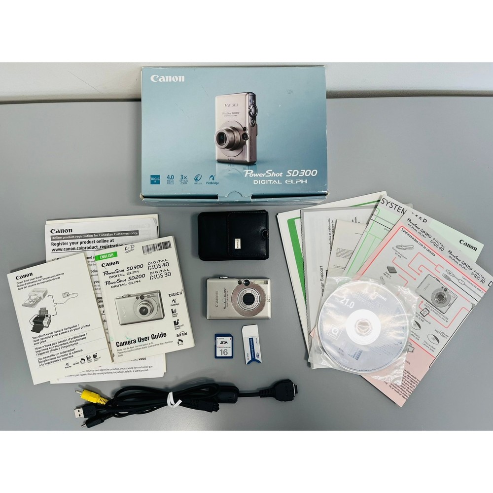 Canon PowerShot Digital ELPH SD300 / Compact Camera w/battery - PARTS OR REPAIR
